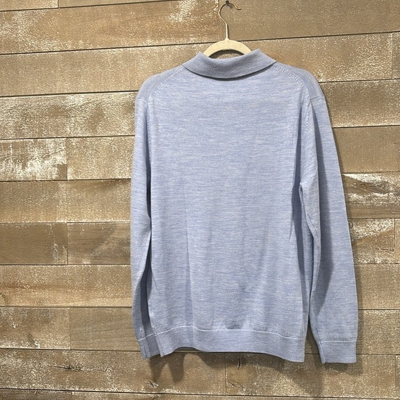 Turnbury 100% Extra Fine Merino wool light blue 1/4 button sweater size Medium - Picture 5 of 8